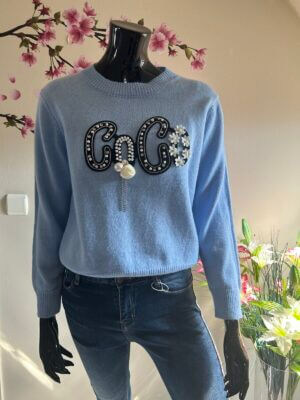 Trui COCO met Parels Baby Blauw