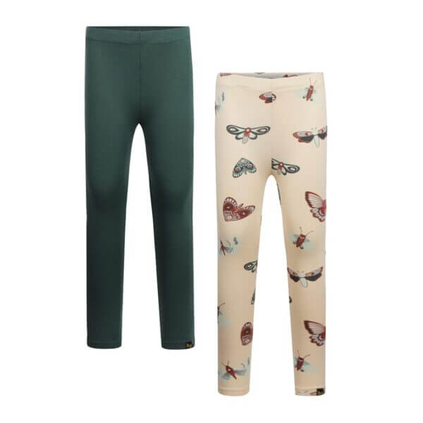 Koko Noko meisjes set 2 leggings groen off white vlinders