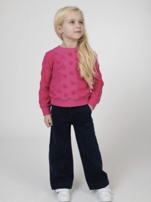 Lemon Beret Sweater pink met zachte hartjesprint