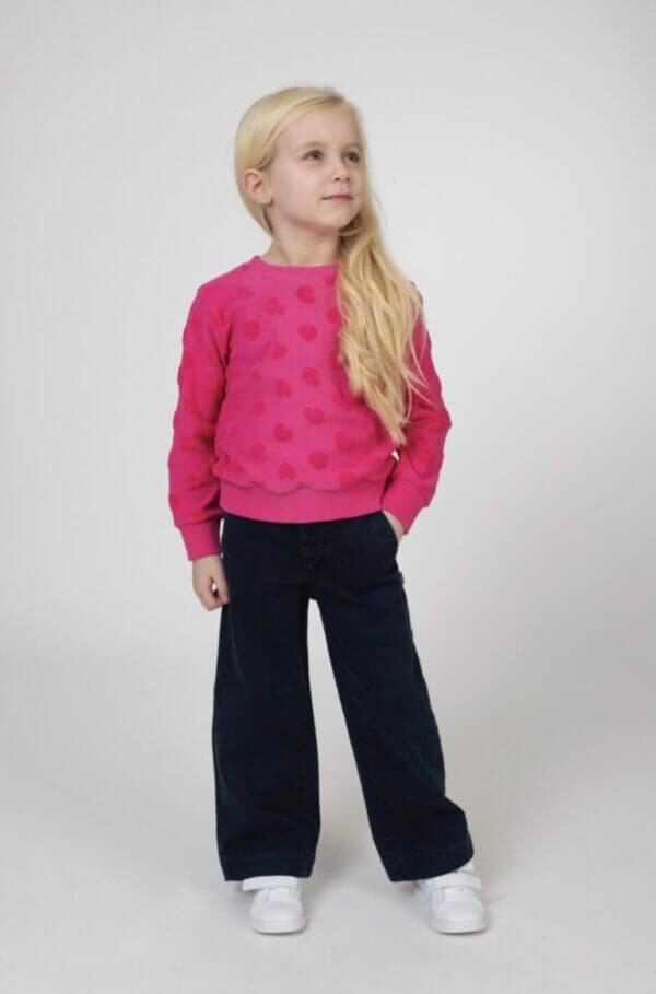Lemon Beret Sweater pink met zachte hartjesprint