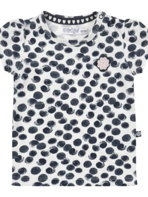 Dirkje meisjes T-shirt korte mouw wit donkerblauwe stippen REEDS LAATSTE STUK 104