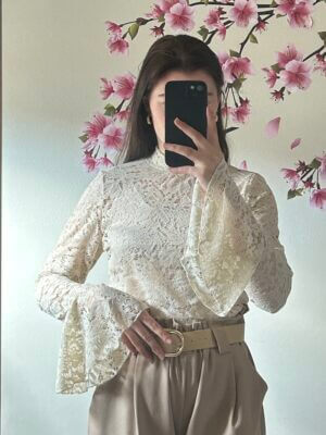 All lace top beige