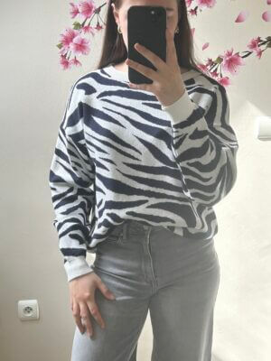 Trui met strepen donkerblauw/wit