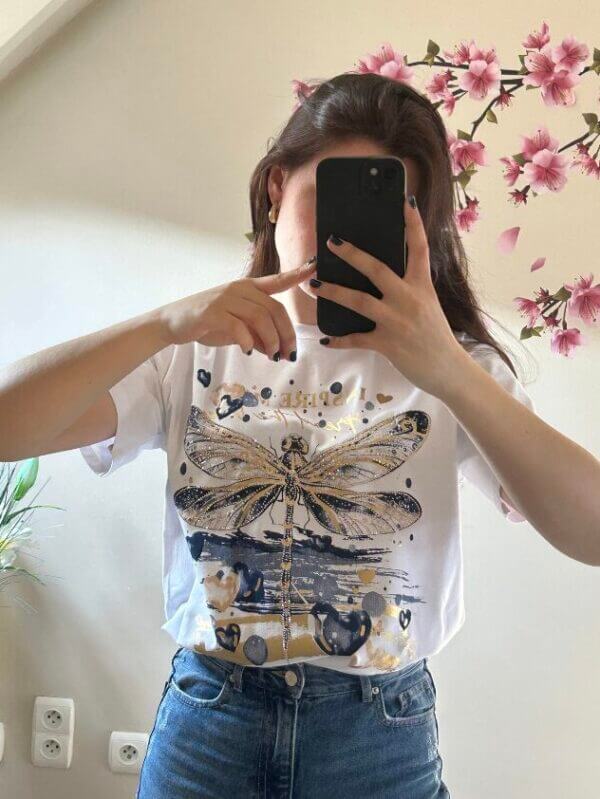 T-shirt lelie donkerblauw