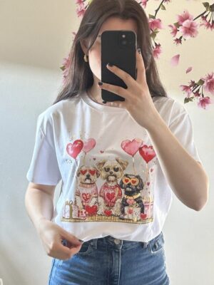 T-shirt hondjes met hartvormige ballonnen