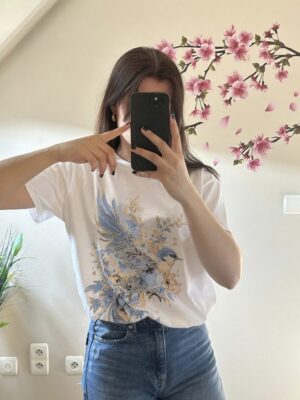 T-shirt vogel blauw