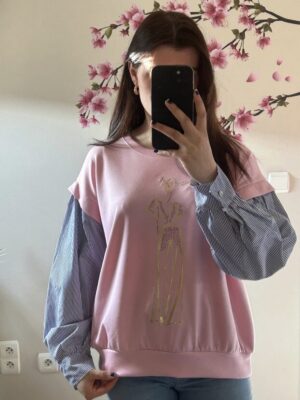 Sweater met hemd mouwen en figuurtje