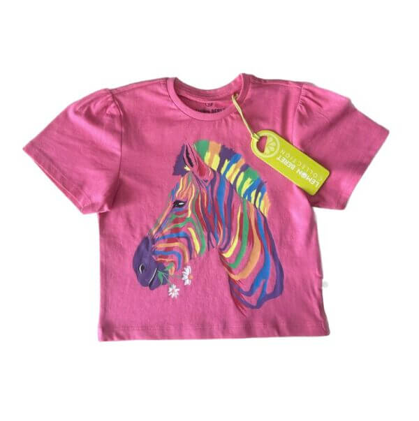 Lemon Beret t-shirt zebra roze