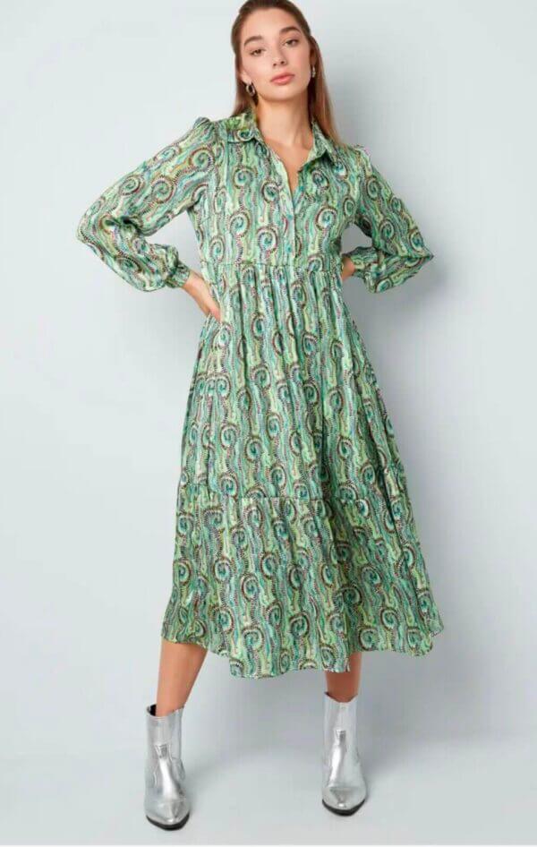 Jurk paisley print groen