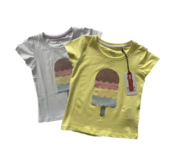 Lemon Beret duo t-shirts ijsje geel en wit