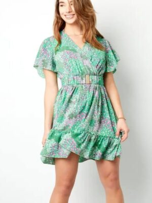 Midi Jurk Bloemenprint Groen