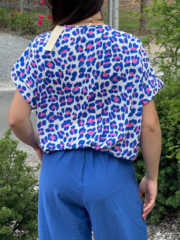 Blouse met print roze en blauw - Afbeelding 2