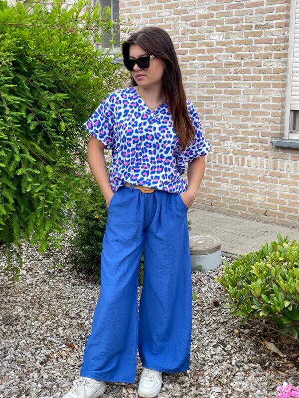 Blouse met print roze en blauw - Afbeelding 3