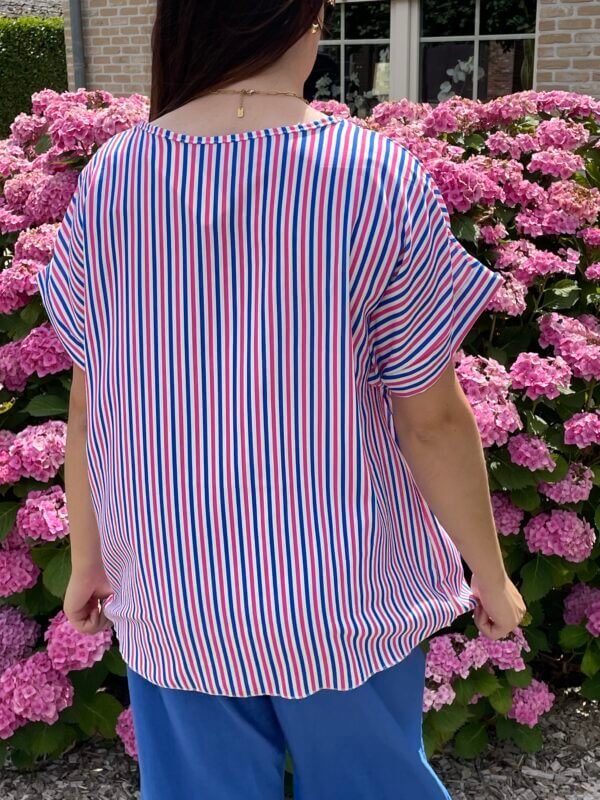 Blouse streepjes roze/blauw - Afbeelding 4