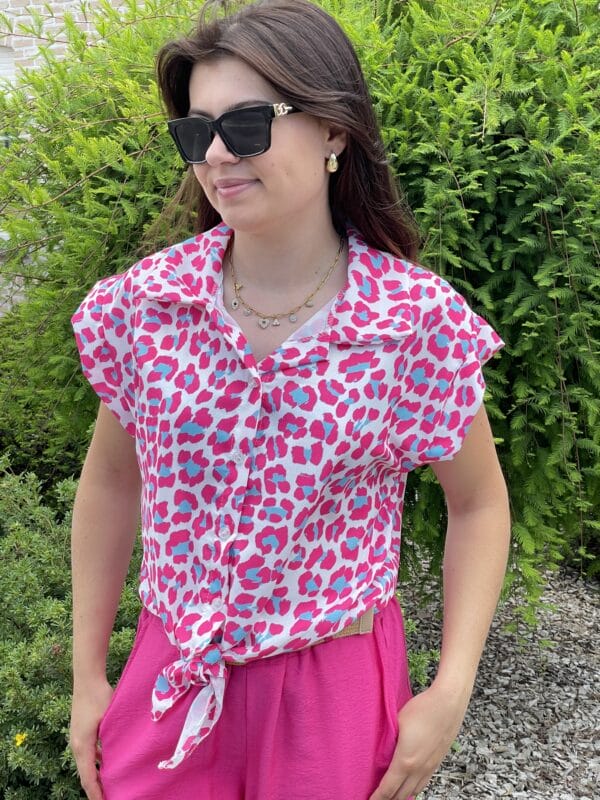 Blouse roze/blauw