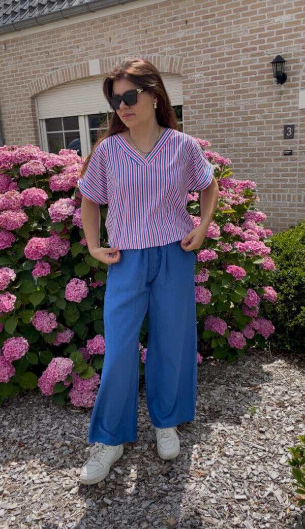 Blouse streepjes roze/blauw - Afbeelding 5