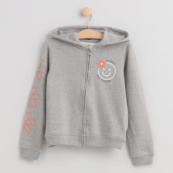 Losan sweater met kap en rits grijs