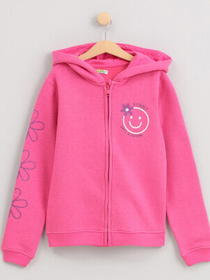 Losan sweater met kap en rits roze