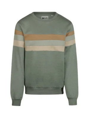 No Way Monday jongens sweater zachtgroen gestreept -