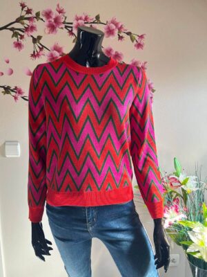 JS Millenium sweater zigzag fushia/oranje