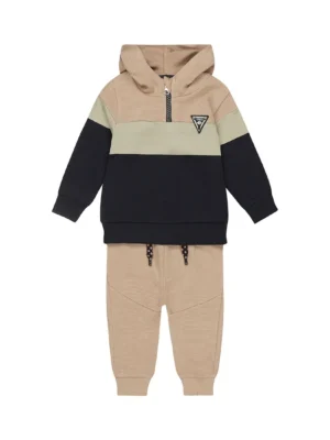 Setje Dirkje hoodie + broek beige/donkerblauw LAATSTE STUK 98 -