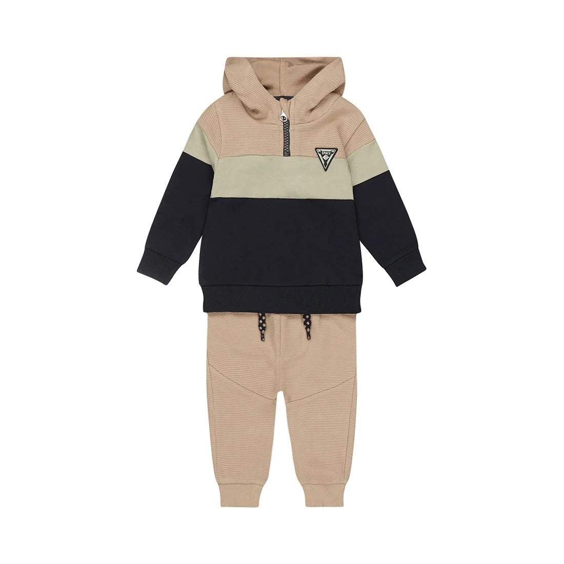 Setje Dirkje hoodie + broek beige/donkerblauw LAATSTE STUK 98 -