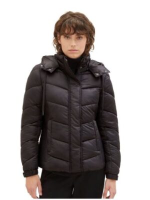 Tom Tailor puffer jacket zwart met afneembare kap
