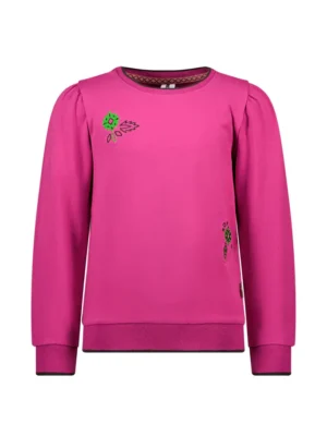 B.Nosy fuchsia sweater met geborduurde bloemenprint Y308-5390 LAATSTE STUK MAAT 116
