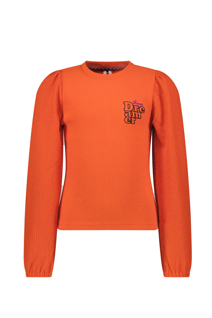B.Nosy geribbelde longsleeve in oranje!