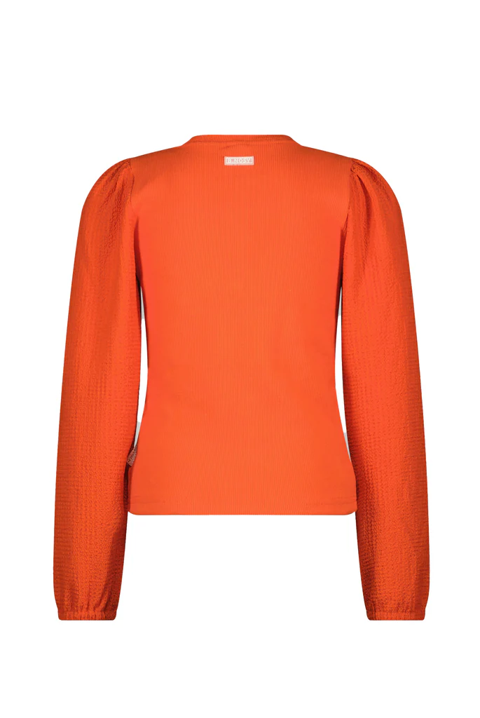B.Nosy geribbelde longsleeve in oranje! - Afbeelding 2