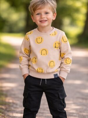 Mini Rebels smiley sweater light beige LAATSTE STUK MAAT 92