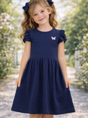 Blue Seven jurk in navy met glitter hartje!