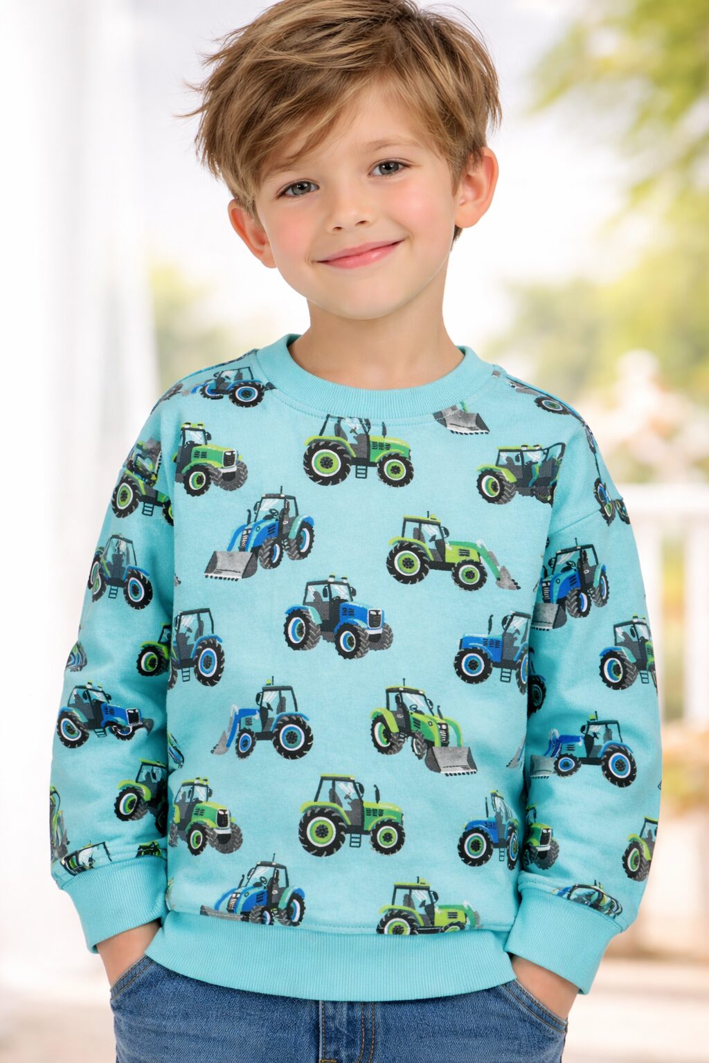 Blue Seven sweater tractor blauw lagune