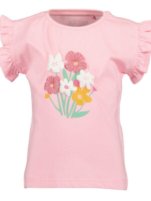 Blue Seven T-shirt roze bloemen en speelse ruches aan de mouwen!