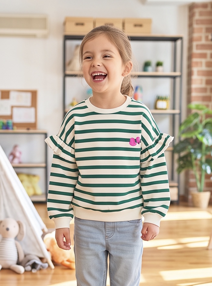 Blue Seven sweater groen gestreept