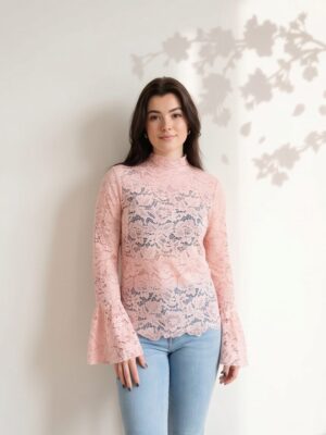 All lace top licht roze