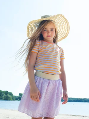 Moodstreet rokje lila met gouden tailleband in lurex! LAATSTE STUK MAAT 122/128