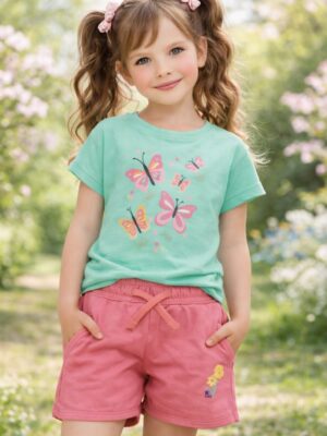 Blue Seven t-shirt groen met vlinderprint!