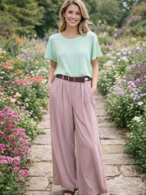 Broek roze met riem!