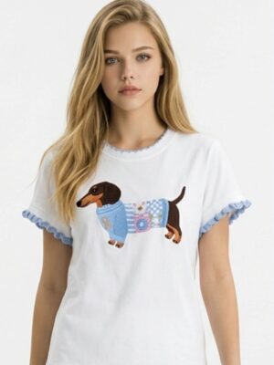 T-shirt met teckelprint