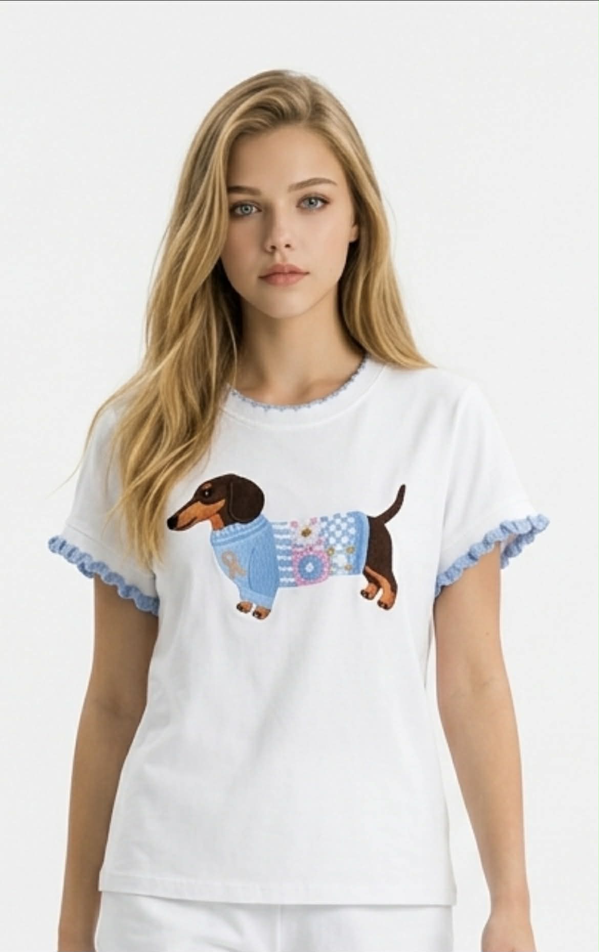 T-shirt met teckelprint