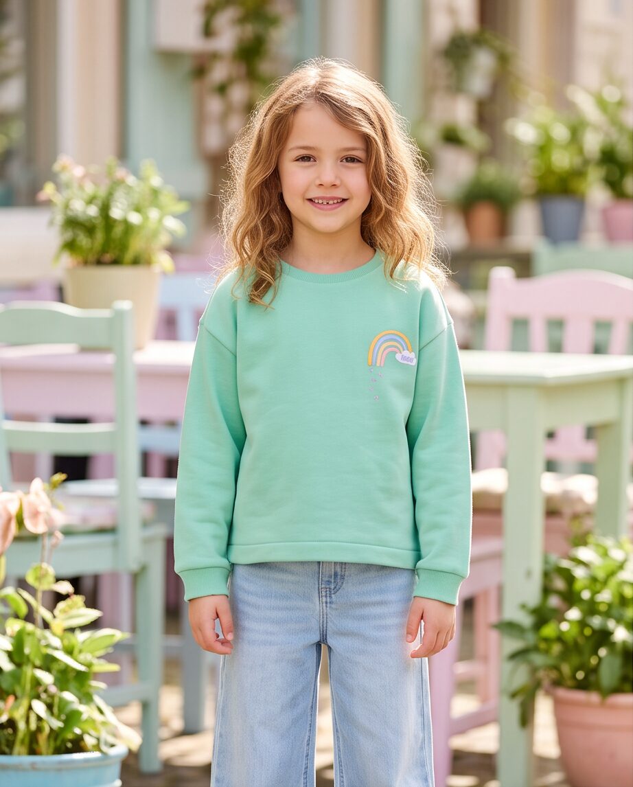 Blue Seven sweater groen met leuke print op achterkant! - Afbeelding 4