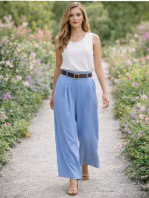 Broek lichtblauw inclusief riem