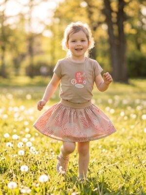 Quapi t-shirt met leuke print dark sand