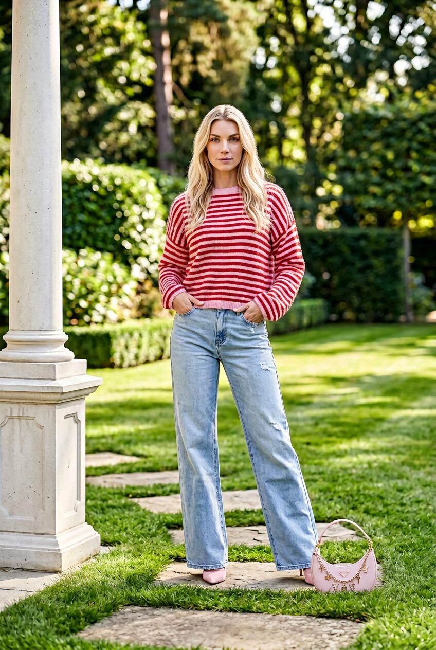 Marley Stripe Sweat Red/Pink