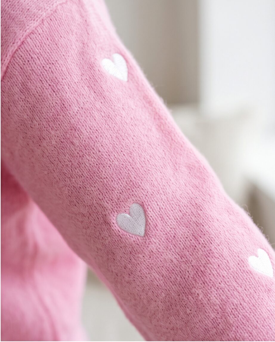 Sweater hartjes roze/wit - Afbeelding 2