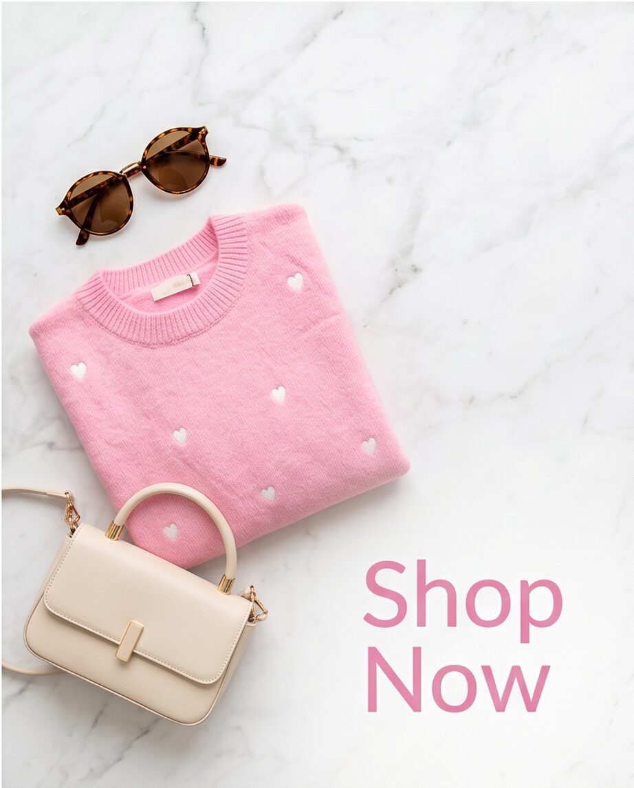 Sweater hartjes roze/wit - Afbeelding 4