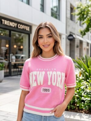 Korte mouw New York 1995 Roze