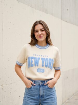 T-Shirt trui New York 1995 Lichtblauw