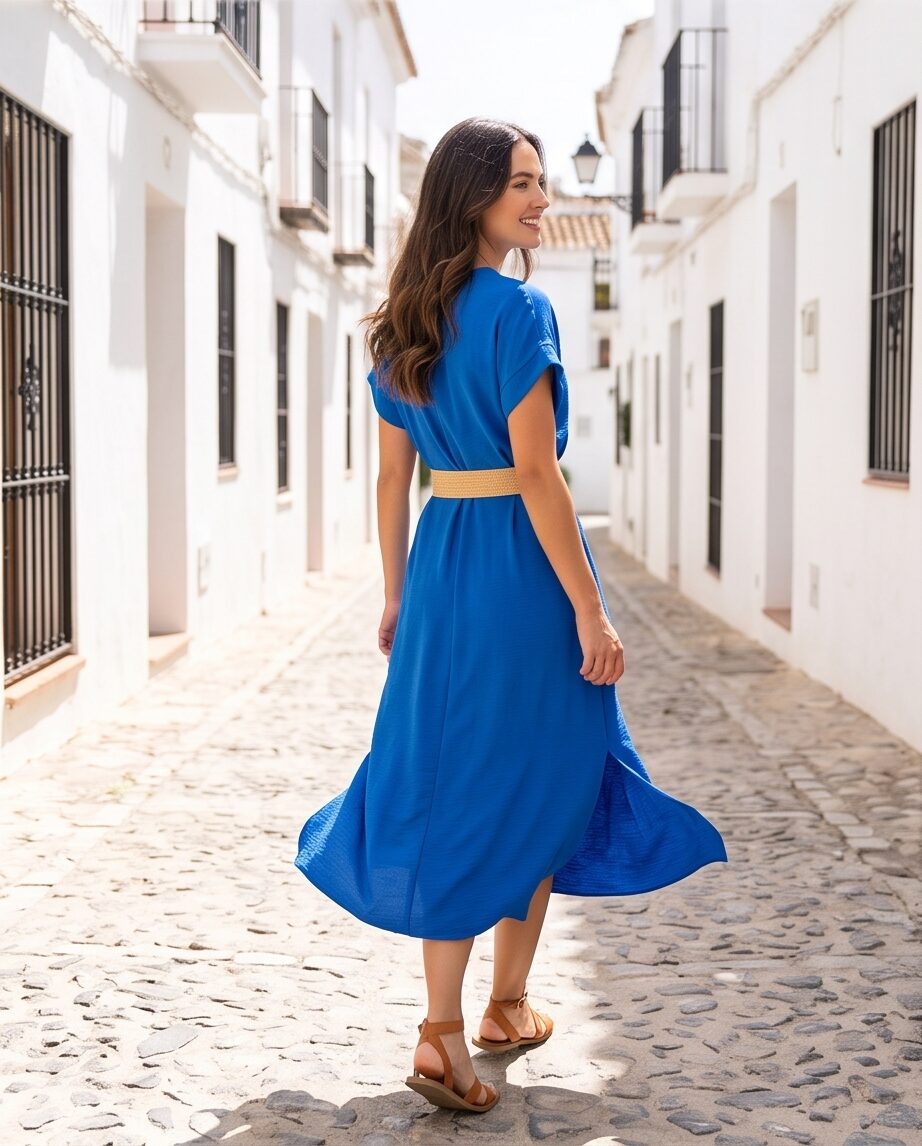 Jurk Molly blauw met riem - Afbeelding 3